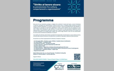 Convegno Certiquality “Diritto al lavoro sicuro: la prevenzione fra cultura, comportamenti e organizzazione” – Roma, 16 giugno 2022